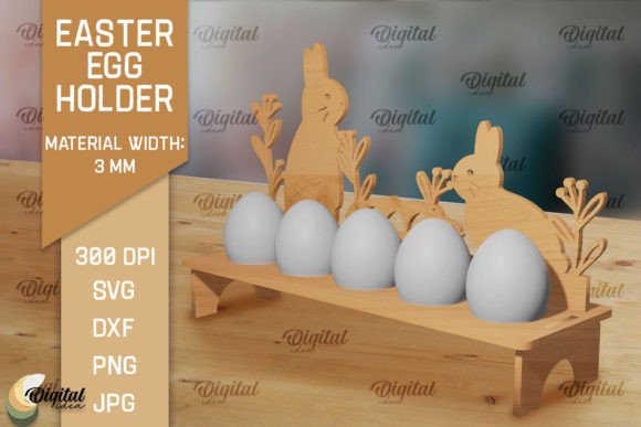 3D Bunny Easter Egg Holder Laser Cut SVG