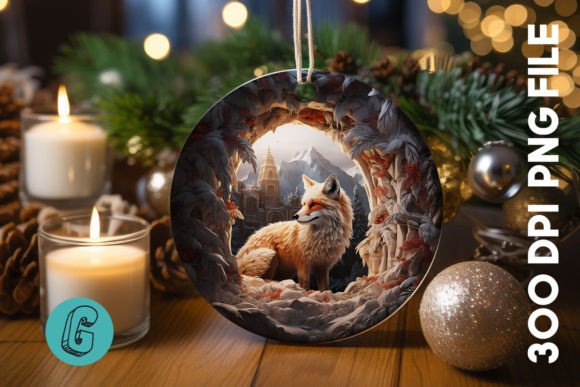 3D Fox Break Through Ornament 07: A High-Quality Digital Asset for Creative Projects