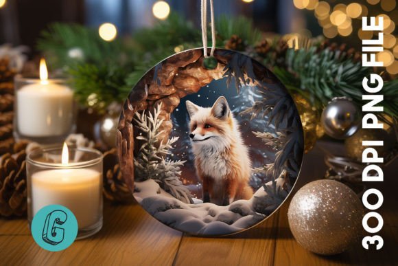 3D Fox Break Through Ornament 16