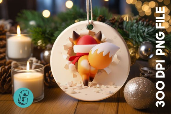 3D Fox Break Through Ornament Back: A Versatile Digital Asset for Creative Projects