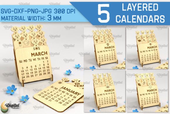 3D Layered Calendar Laser Cut Bundle