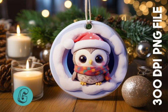 3D Owl Break Through Ornament Front 84