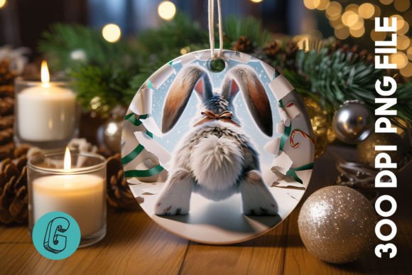 3D Rabbit Christmas Ornament Back 17