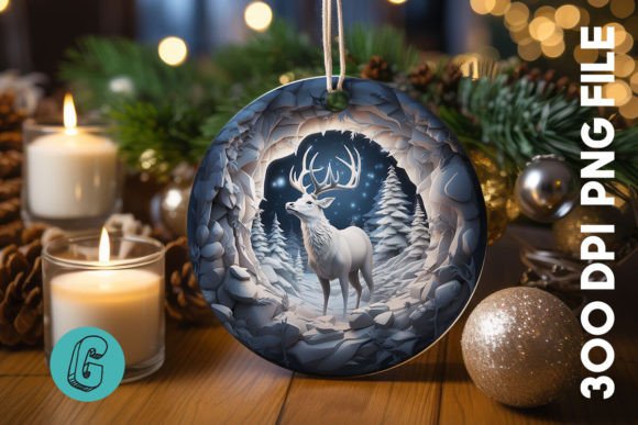 3D Reindeer Break Through Ornament 22