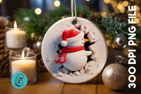 3D Snowman Break Wall Ornament PNG 41