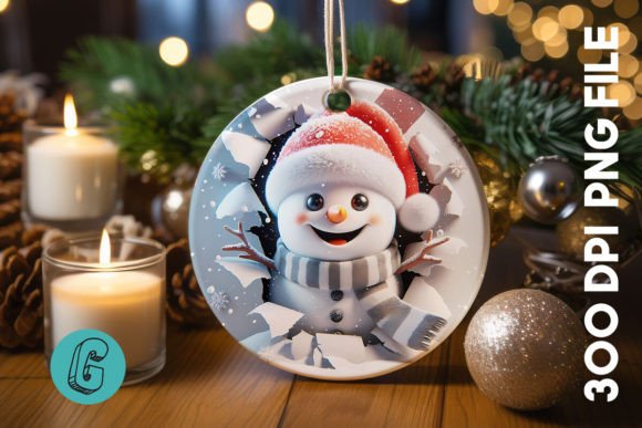 3D Snowman Christmas Ornament Back 14 for Creative DIY Projects