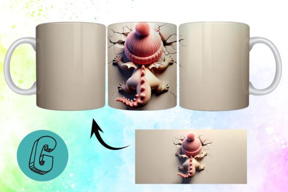 3D Valentine Dragon Mug Wrap 04: A Unique Design for Creative and Commercial Projects