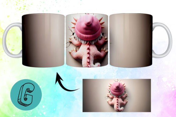 3D Valentine Dragon Mug Wrap: A Creative Asset for DIY Enthusiasts