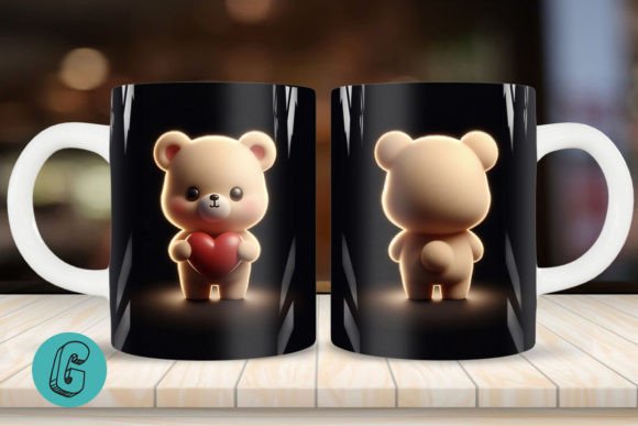 Cute Bear 2 Sided 3D Mug Wrap Set 02: A Creative Tool for DIY Enthusiasts and Designers