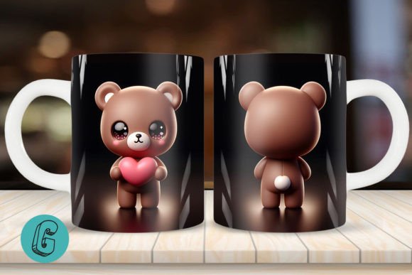 Cute Bear 2 Sided 3D Mug Wrap Set 13: A Creative Staple for Modern DIY Enthusiasts