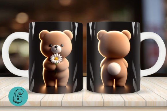 Cute Bear 2 Sided 3D Mug Wrap Set 19 – A Creative Tool for DIY Enthusiasts