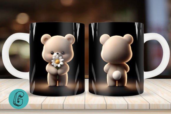 Cute Bear 2 Sided 3D Mug Wrap Set 20: A High-Quality Digital Download for Creative DIY Projects