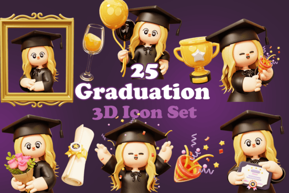 Graduation 3D Icon Pack: A Versatile Visual Resource
