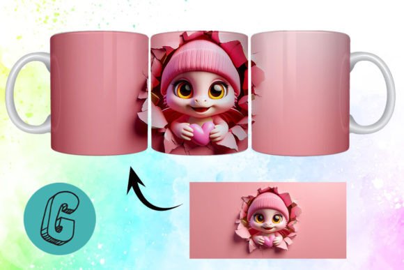 Valentine Dragon 3D Mug Wrap 93: A Creative Design Asset