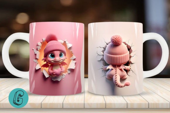 Valentine Dragon 3D Mug Wrap – Creative and Versatile Design