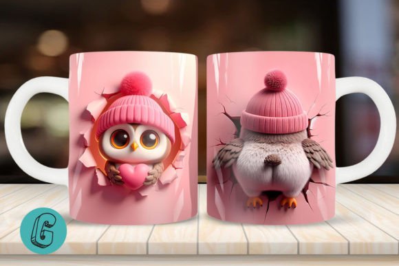 Valentine Owl 3D Mug Wrap 2 Side 15