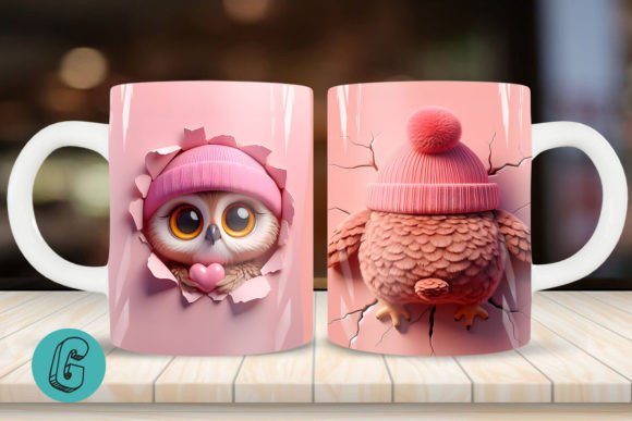 Valentine Owl 3D Mug Wrap 2 Side 18