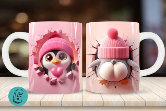 Valentine Penguin 3D Mug Wrap 2side 15
