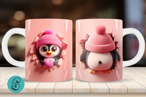 Valentine Penguin 3D Mug Wrap 2side 18